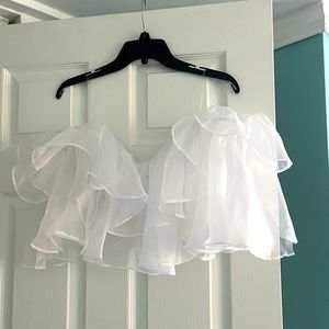 12th Tribe White Organza Ruffle Top Size Small